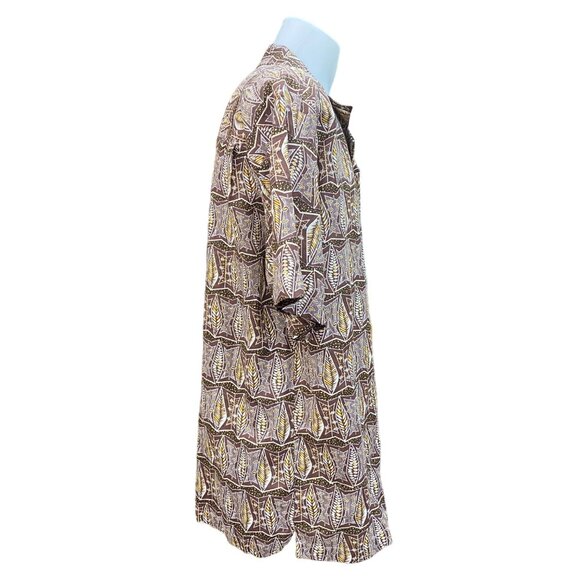 Steve Harvey Celebrity ED Hawaiian Mens Shirt XXL Brown Yellow Abstract Pattern - Picture 7 of 12